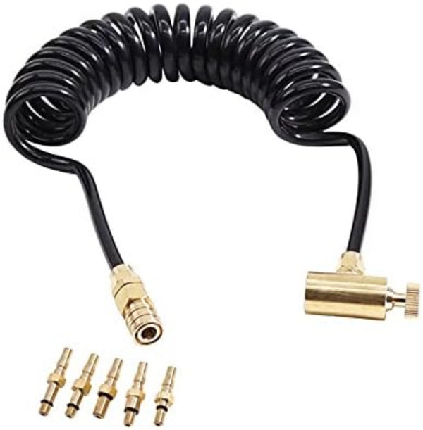 Universal Remote Coil Hose Paintball CO2 Filling & Charging Systems with Airsoft Adapter Set