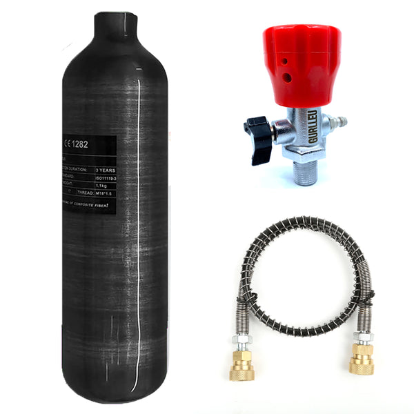 4500Psi Carbon Fiber Air Tank 1.1L PCP HPA Bottle with Valve Set